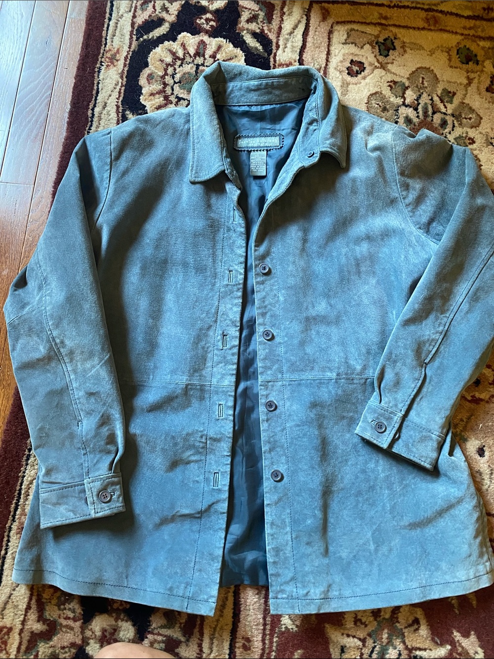 Women’s Suede Button-Up Jacket in blue